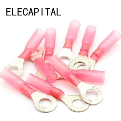 50pcs RV1.25-6 Red Ring Insulated Wire Connector Crimp Terminal Cable Connector waterproof Thermal shrinkable terminal
