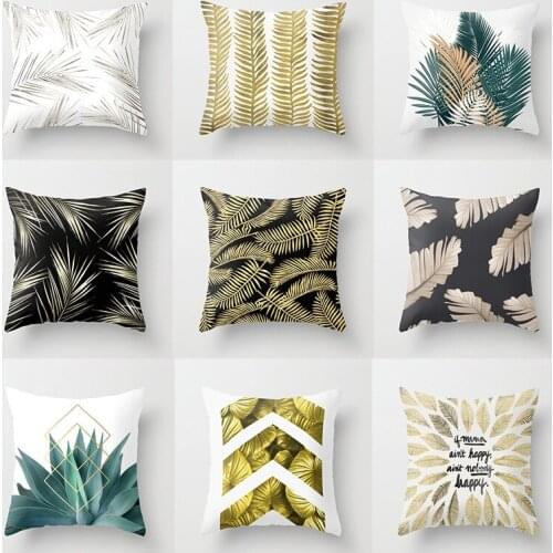 Creative Home Furnishing Pillow Cases Hand-painted Tropical Plants Peach Gold Hugging Pillow Cases Car Sofa Back Pillow Cushion