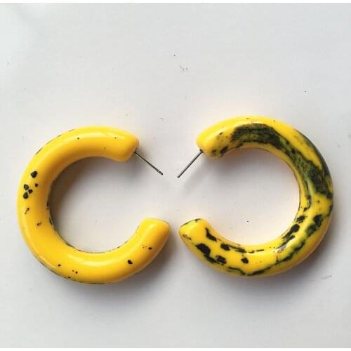 UJBOX Multicolor Heavy Synthetic Stone Earrings Women Geometric Circle Yellow Green Hoop Earrings Wholesale