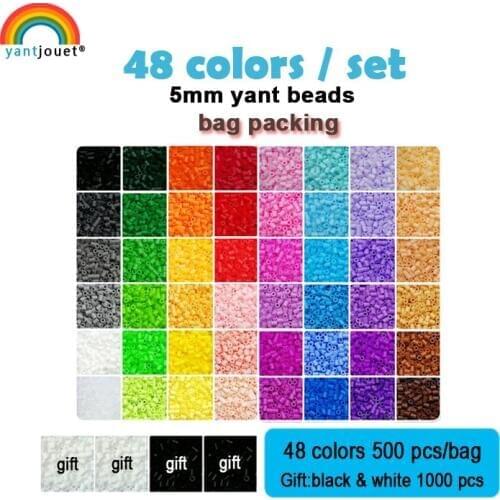Yantjouet 5mm Yant Beads kit 48color/set OPP Bag Black White for Kid Hama Perler Bead Diy Puzzles High Quality Gift children Toy