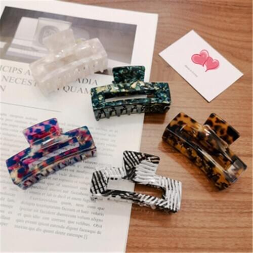 2020 New Fashion Women Acetate Hair Claws Clip Resin Leopard Print hair Clamps Grips Ponytail Holder