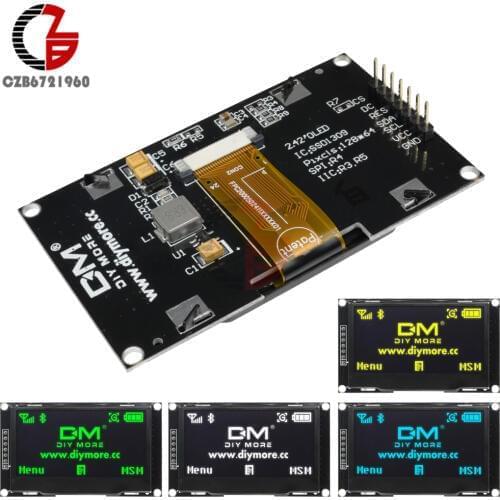 White Blue Green Yellow 2.42" 2.42 inch LCD Screen 12864 OLED Display Module IIC I2C SPI Serial for C51 STM32 SSD1309