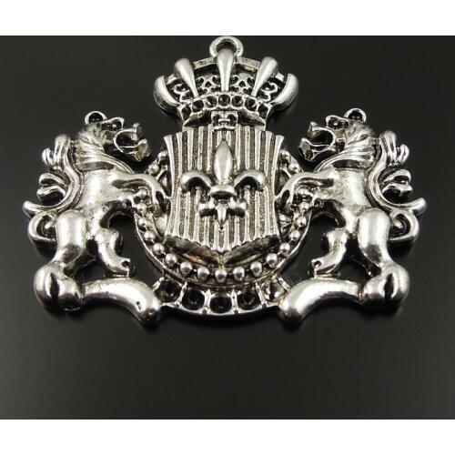 6pcs Vintage Jewelry Brand Logo Badge Charms Alloy Accessory Zinc Alloy Lion Badge Pendant For Man Necklace Pendant Handmade DIY