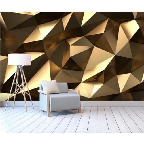 Golden solid geometry wallpapers abstract space 3d background wall 3d murals wallpaper for living room