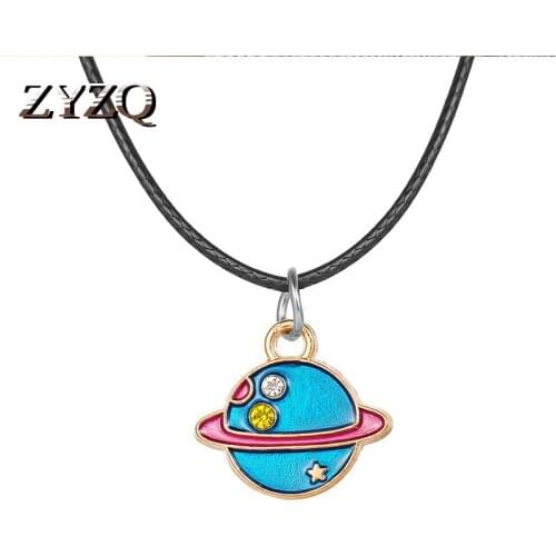 ZYZQ Korean Ins Wind Planet Pendant Necklace For Women Cute Cartoon Animal Fish Couple Student Necklace Clavicle Chain