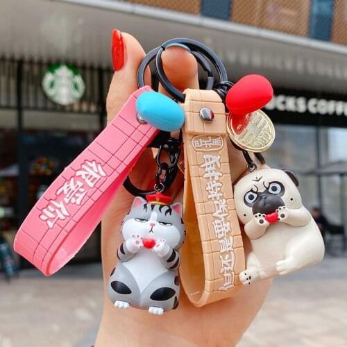 1pcs Anime Figure Dog Keychain Hand-painted Craft Dog Keychain PVC Vinyl Animal Figure For Car Keychain Gift