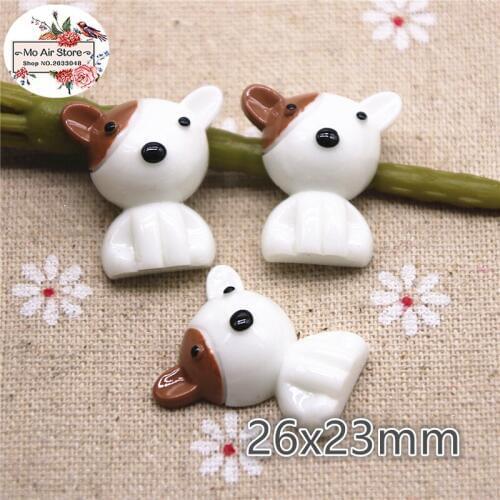 10pcs Resin cute kawaii white dog flat back Cabochon Art Supply Decoration Charm Craft