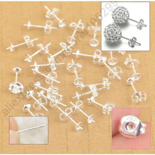 100pcs 925 Sterling Silver Connect Ear Pin Pairs Stud Earrings 925 BACK STOPPERS Post Handmade Jewelry Findings