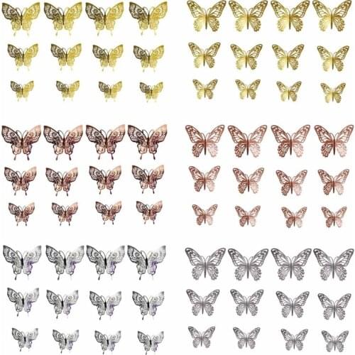 12pcs/set Creative 3D Hollow Out Butterfly Wall Stickers Fridge Decals Art Mural