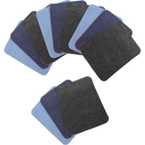 12x Denim Sewing Patches Shades For DIY Iron On Clothing Jean Appliques Decors