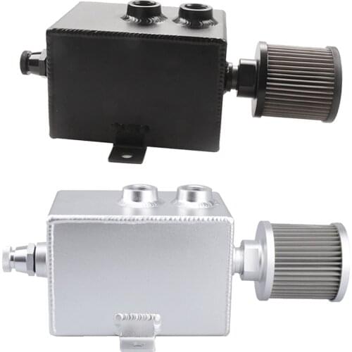 2L Aluminum Alloy Universal Car Oil Catch Can with Breather Drain Tap Square