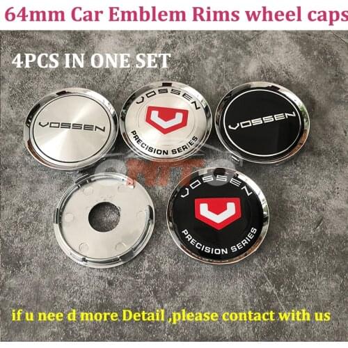 4pcs 64mm Car Emblem Rims Wheels Hub Center Caps for Vossen Logo Badge Fit E60 E90 F10 F30 F15 E63 E64 E65 E86 E89 Car Styling