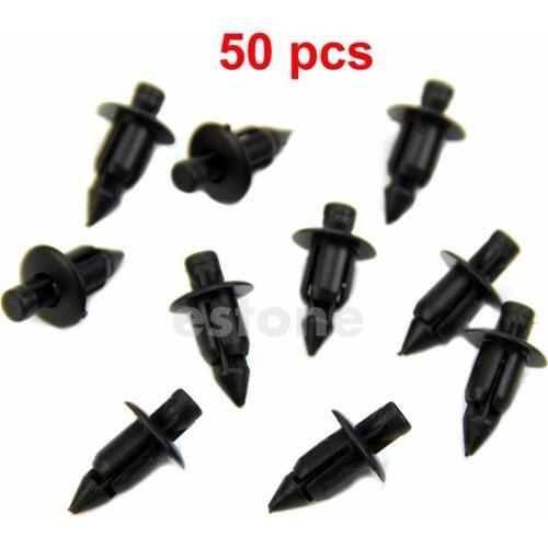 50Pcs Car Bumper for Fender 6mm Hole Black Plastic Rivets Fasteners for Toyota New G6KC