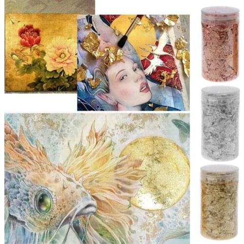 5g Gold Silver Gilding Flakes Metallic Foil Flakes Glitter for Painting Art Craft Nail Art Resin Fillings Jewelry Making
