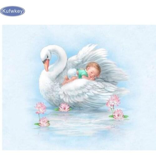 5D Diy Diamond Painting Swan Baby,Cross Stitch animals,Needlework Home Decorative Full Square Diamond Embroidery decor gifts