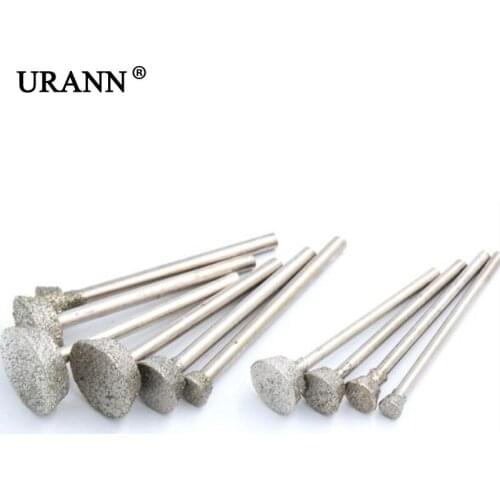 URANN 5pcs/lot Diamond Jade Grinding Head Stone Jade Carving Polishing Tool Inverted Trapezium Press Thallium E Needle