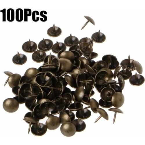 Antique Brass Bronze Upholstery Nail Jewelry Gift Wine Case Box Sofa Decorative Tack Stud Pushpin Doornail Hardware100Pcs