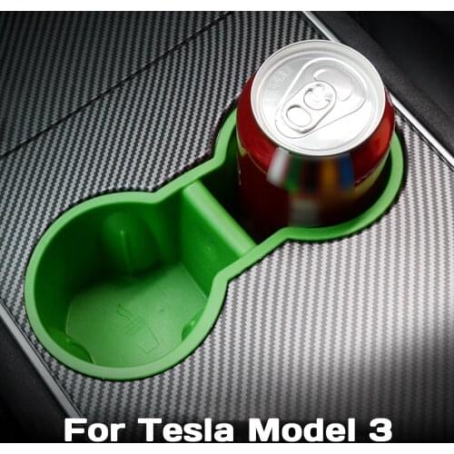 Car Centre Console Drink Cup Holder For Tesla Model 3 Non-Slip Damping Auto Accessories PVC ABS Plastic Black Gray Red Green