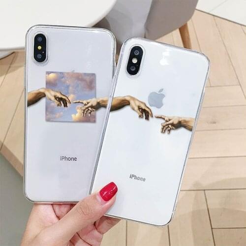 Mona Lisa Art David lines Painted Pattern Case For iPhone 12 11 XS MAX XR 6s 7 8 Plus SE2020 Transparent TPU Phone Cover Coque