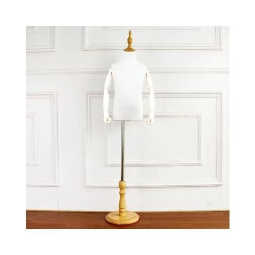 2-4 year children head mannequin body half-style models props,clothing White lince fabric wood Disc base pet wood hand ,1pc D350