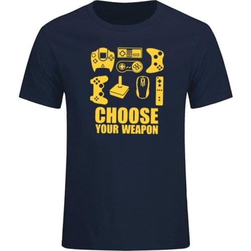 Summer Fashion Mens T-shirt Choose Your Weapon Gamer Video Game Controller Cotton Short Sleeve Tshirt