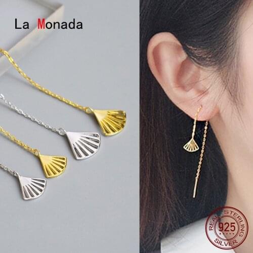La Monada Geometry Dangle Hanging Earrings For Women Silver 925 Sector Woman Korean Drop Earrings Minimalist Female Jewelry Wave
