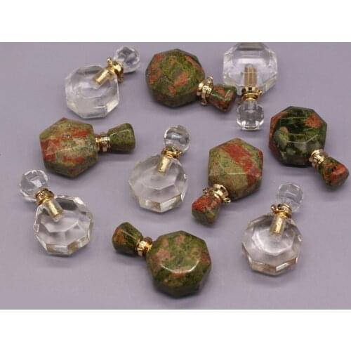 Hot Sale Natural Stone Perfume Bottle Pendant Unakite/White Crystal For Jewelry Making Charms DIY Necklace Accessory