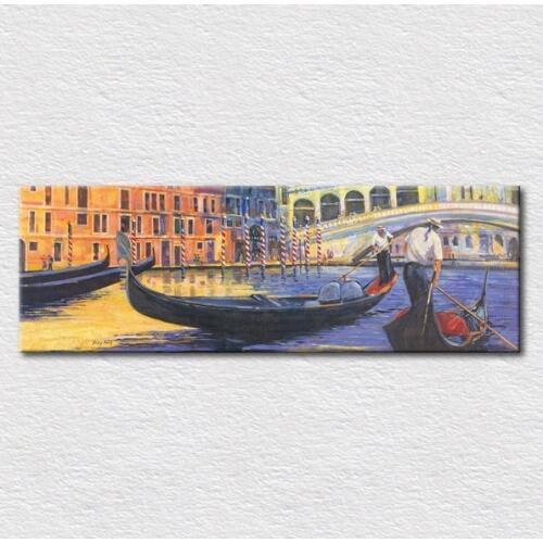 Canvas prints art of hand painted Italy Venice street oil painting picture ships on the Venice street