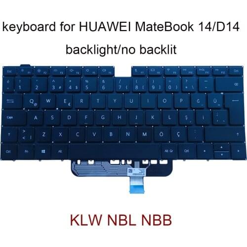 Pc turkish laptop keyboard backlight for Huawei MateBook D 14 NBL-WAQ9R WAQ9L WAQ9RP KLW-W19 W29 W09 replacement keyboards sale