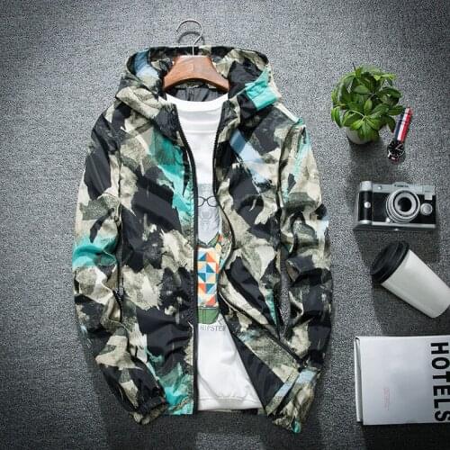 Jacket Thin Slim Long Sleeve Camouflage Military Jackets Hooded 2021 Windbreaker Zipper Outwear Army Brand Clothing