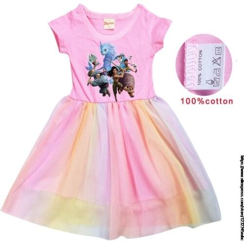 Raya and The Last Dragon Summer Girls Dress Kids Tutu Dress Girls Party Vestidos Rainbow Cartoon Children Dress 3-8Y