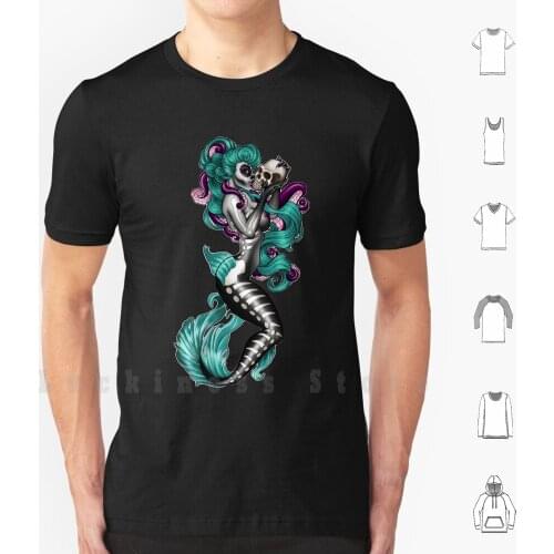 Memento Mori Mermaid-Teal T Shirt DIY Cotton Big Size S-6xl Mermaid Siren Syren Skull Memento Mori Remember Death Day Of The