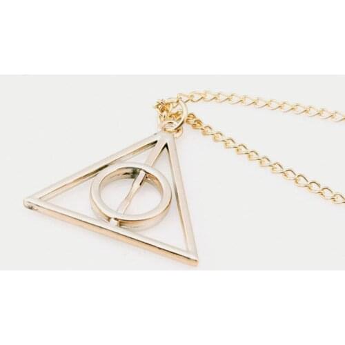 Fashion Triangle Necklace Vintage Antique Bronze Silver Color Pendant Movie Jewelry Men Women Wholesale