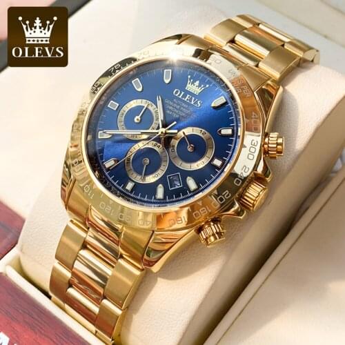 OLEVS Brand 2021 Golden Mens Mechanical Watch Fashion Sports Waterproof Stainless Steel Automatic Mens Watch G6638