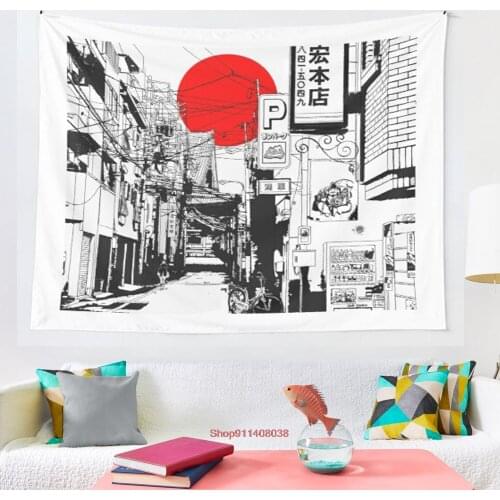 Tokyo street sunrise tapestry Hippie Tapestry Wall Hanging for Living Room Bedroom Dorm Room Home Decor Tapiz