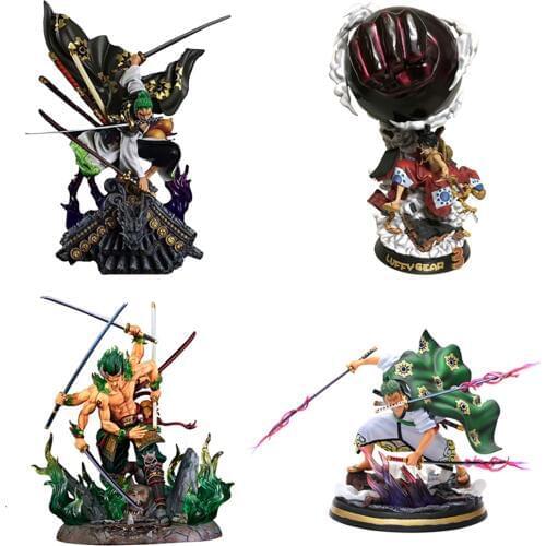 One Pieces Oversize GK Figure Anime Zoro Luffy Ace Law Boa Hancock Doflamingo Marco Robin Action Figma KO statue Collection Toy