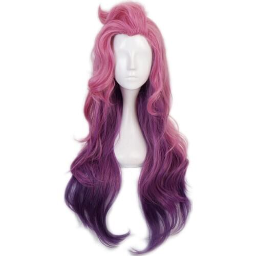 Game LOL Seraphine Cosplay Wig KDA Cosplay Loose Wave Straight Pink Mixed Purple Heat Resistant Synthetic Hair Wigs