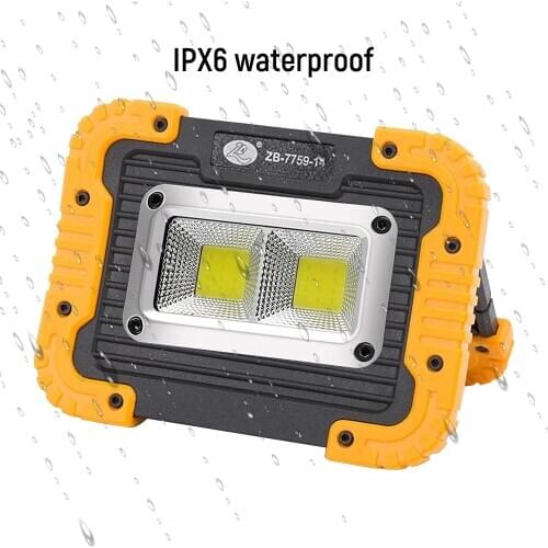 Portable COB Spotlight Super Brignht Work Light Rechargeable Outdoor Camping Tent Lamp Multi-Function Emergency Lighting