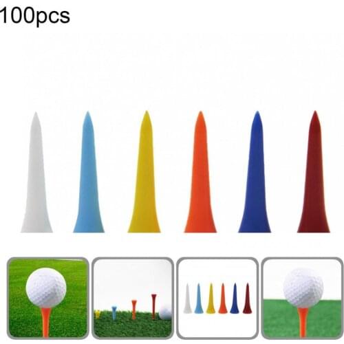Sturdy 100Pcs/Set Useful Plastic Reduce Friction Golf Tees Mixed Color Plastic Golf Tees Multi-purpose for Lawn