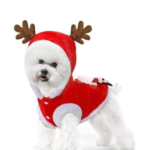 Christmas Cute Pet Dog Clothes Coat Santa Elk/Santa Claus Costume Pets Cat Puppy Clothing Winter Xmas Decoration