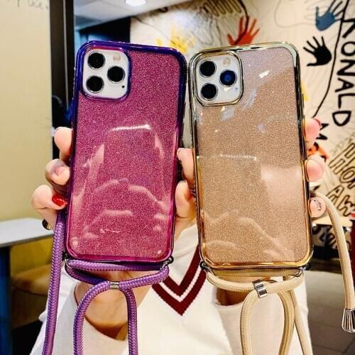 Silicone Shockproof Diamond rope mobile phone case For IPhone 12 PRO MAX 11 6 7 8 PLUS Mobile TPU Twinkle of hanging rope