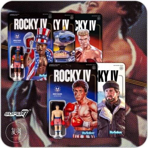 Super7 Loke Rocky Balboa Apollo Creed Ivan Drago Paulies Robot Hang Card Toy Action Figures Toys for Children Gift
