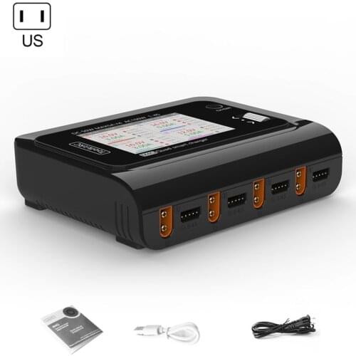 ToolkitRC M4Q DC 50w 5A 1-4S AC 100W 4 Ports XT60 XT30 DC Smart Charger IPS Bright Clear Wide Angle Display