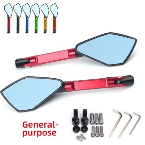 Universal CNC Aluminum Motorcycle Rearview Mirrors Blue Anti-glare Mirror For Suzuki Honda Kawasaki Yamaha ktm Scooter DUCATI