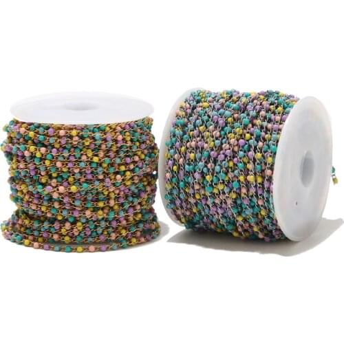 Gold/silver tone Stainless Steel mixed color Ball Bead link Chain for jewelry craft making 2MM width