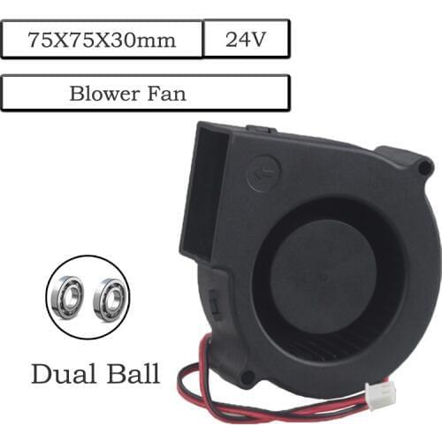 1 Pcs Gdstime DC 24V 24 Volt 75x30mm Dual Ball Bearing Brushless Cooling Fan 75mm x 30mm Exhaust Blower Fan Cooler