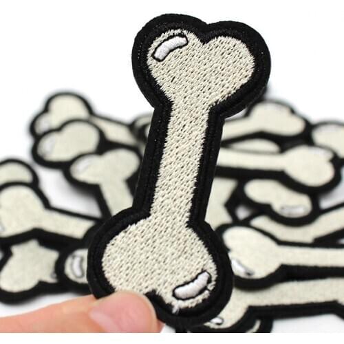 1pc Lovely Bone Embroidery Iron on Patches for Clothing Backpacks Clothes Sticker Diy Cartoon Appliques Stripes Decoration Craft