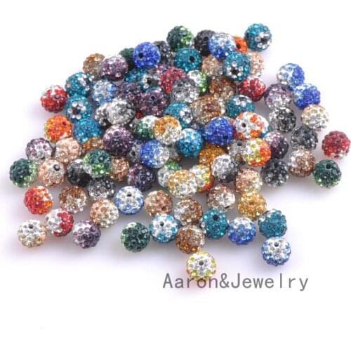 10mm Gradient Color Clay Paved Crystal Disco Rhinestone Ball Shape Beads for Diy Bracelet Jewelry Making 50pcs/lot S0010-S