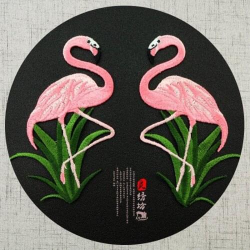 10pcs/lot Embroidered DIY Flamingo Patch Bird Cloth Fashion Animal Decal Clothing Bag Patching