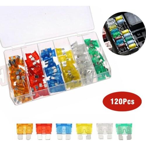 120pcs Portable Car Fuse Set General Car Truck SUV Fuses Mini Blade Fuse Kits Automative Universal Fuse Set
